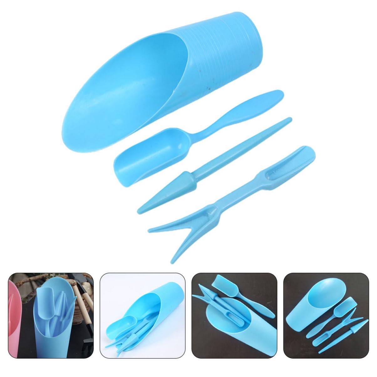 Plant Parent Tools - 4 ชิ้น/เซ็ต,พลาสติกทนทานถังพลั่วกระถางการเพาะปลูกกระบอก MeatPlant ดินพลั่วสวนเครื่องมือ MINI Garden