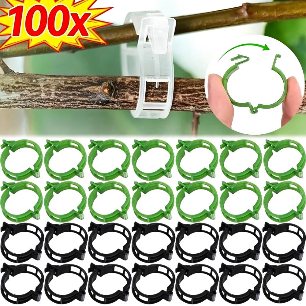 Plant Parent Tools - 100/10 ชิ้น คลิปยึดต้นไม้ ตัวล็อกพลาสติก ใช้ซ้ำได้ อุปกรณ์ป้องกันและยึดต้นไม้สำหรับการต่อกิ่ง
