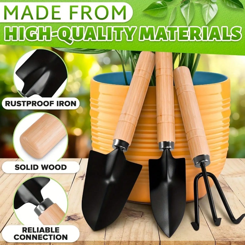 Plant Parent Tools - ชุดเครื่องมือทำสวนขนาดเล็ก 3 ชิ้น/1 ชุด ชุดเครื่องมือทำสวนแบบพกพาพร้อมด้ามจับ พลั่ว